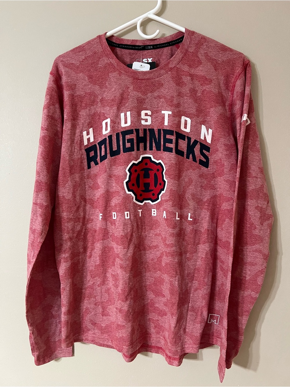 MSX by Michael Strahan UFL Houston Roughnecks long-sleeve t-shirt red camo
